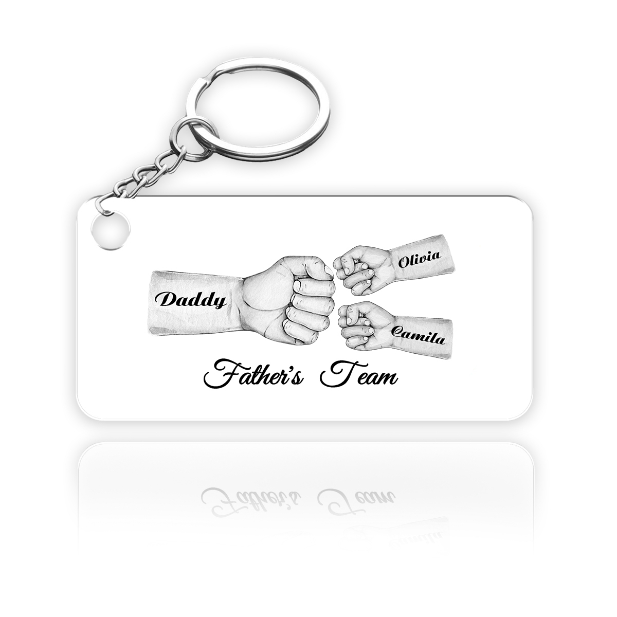 3 Names - Personalised Text & Name Acrylic Keychain Fist Bump Fathers Day Gifts for Dad/Grandpa-Jessemade AU