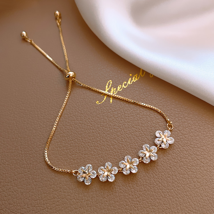 Women's Bracelet Flowers Gold Adjustable Bracelet Gift for Her-Jessemade AU