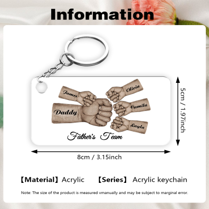 5 Names - Personalised Text & Name Acrylic Keychain Fist Bump Fathers Day Gifts for Dad/Grandpa-Jessemade AU
