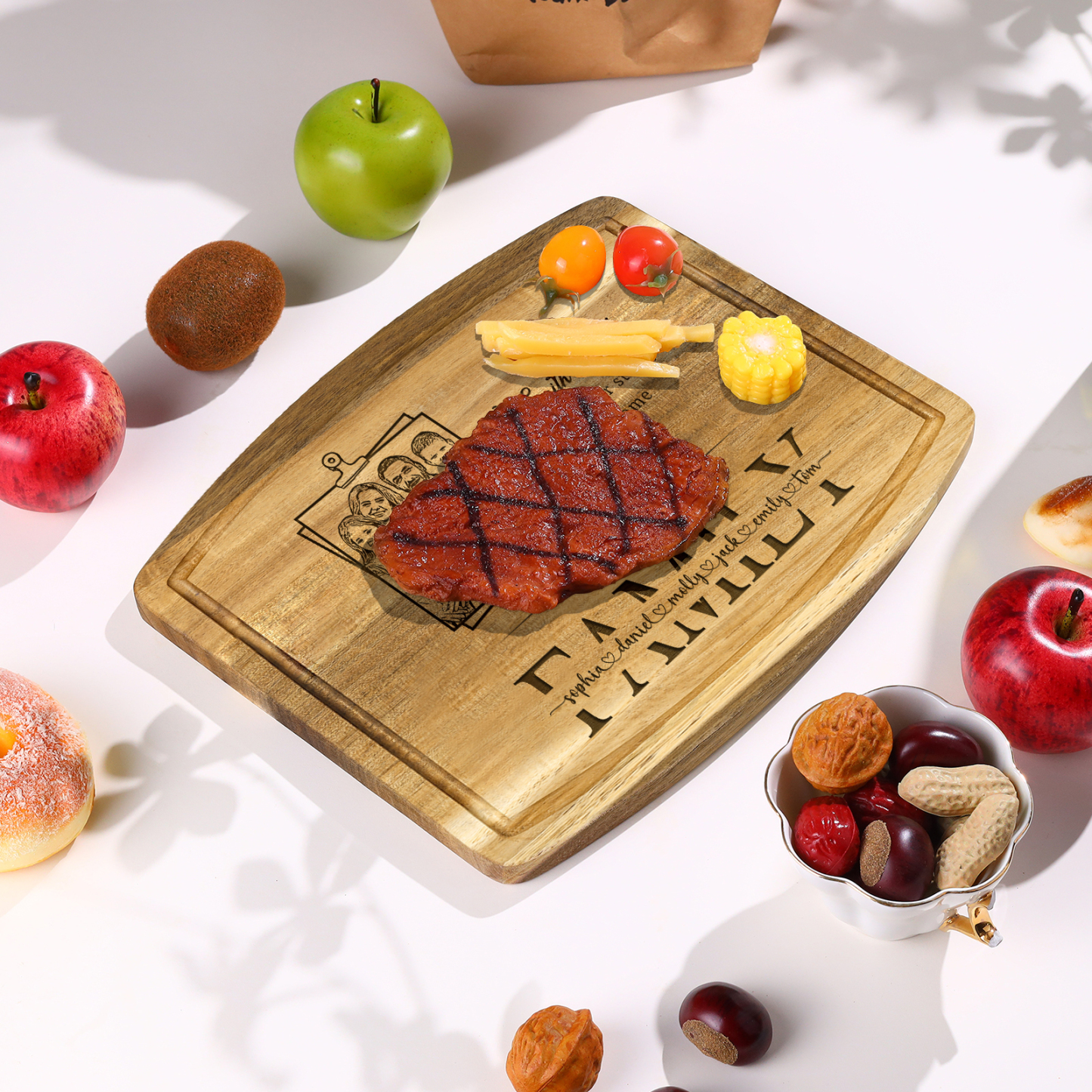 Personalised Family Cutting Board Custom 1 Photo & 2 Texts & 6 Names Cutting Board Creative Gifts-Jessemade AU