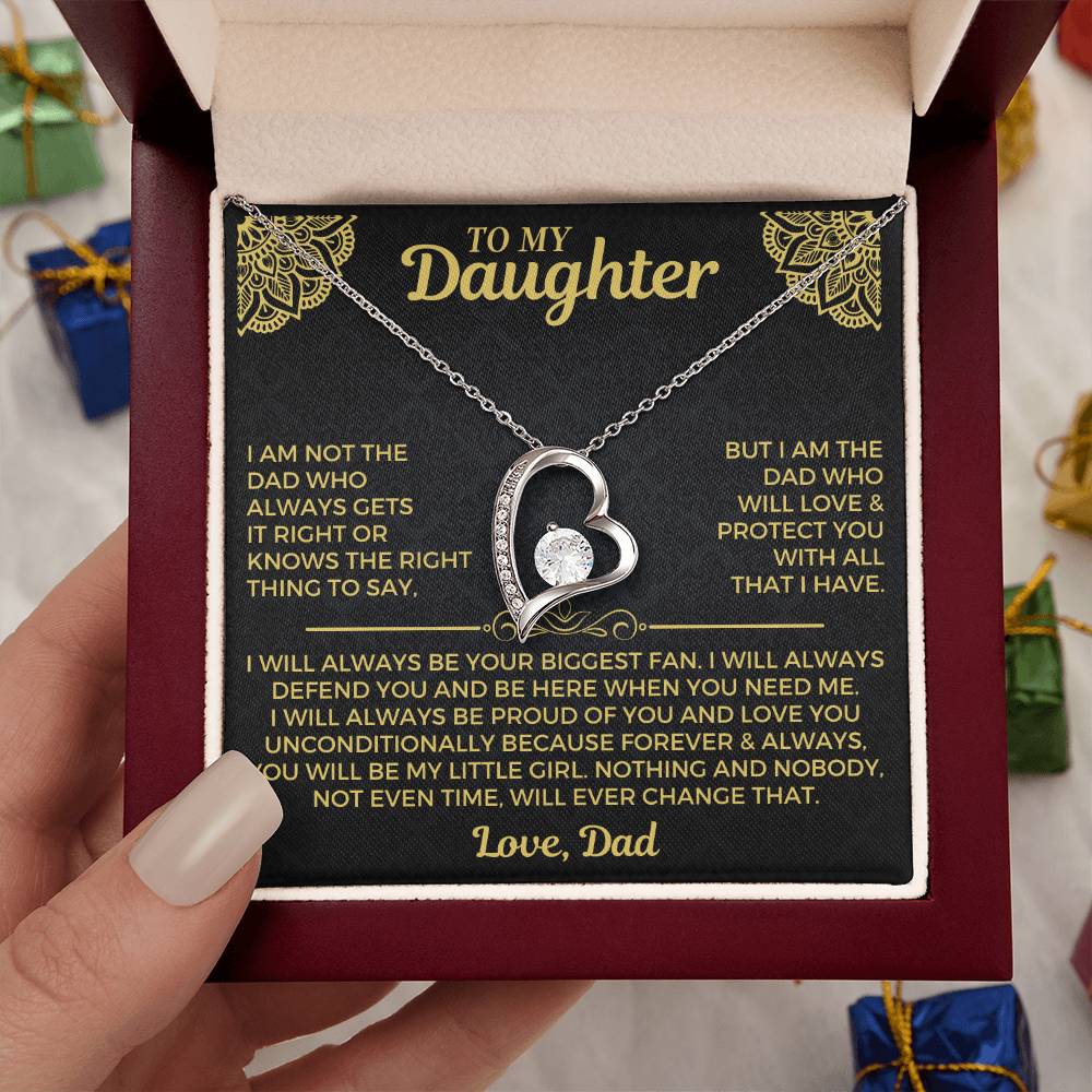 To My Daughter Heart Necklace Dad to Daughter Necklace Birthday Gift for Her - I Will Always Be Proud Of You