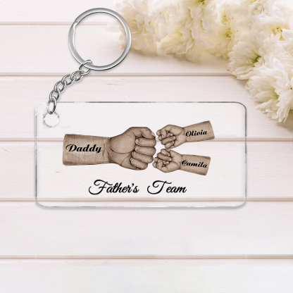 3 Names - Personalised Text & Name Acrylic Keychain Fist Bump Fathers Day Gifts for Dad/Grandpa-Jessemade AU