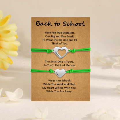 2 Pcs Heart Bracelet Set Custom 2 Names Adjustable Bracelets Back to School Gift for Daughter Granddaughter-Jessemade AU