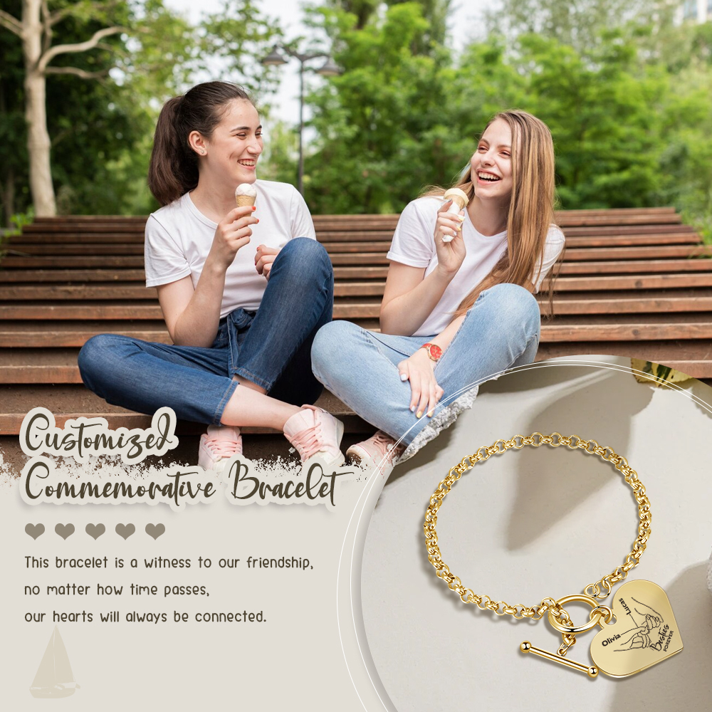 Personalised Pinky Promise Besties Forever Bracelet Custom 2 Names Gift Set for Friends-Jessemade AU