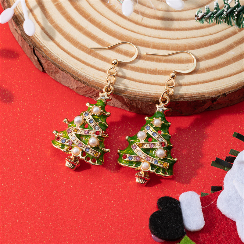 Christmas Tree Dangle Earrings Festive Holiday Gift