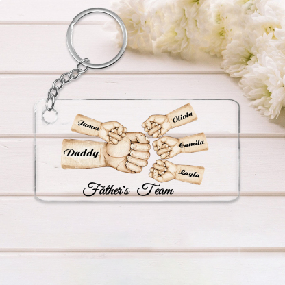 5 Names - Personalised Text & Name Acrylic Keychain Fist Bump Fathers Day Gifts for Dad/Grandpa-Jessemade AU