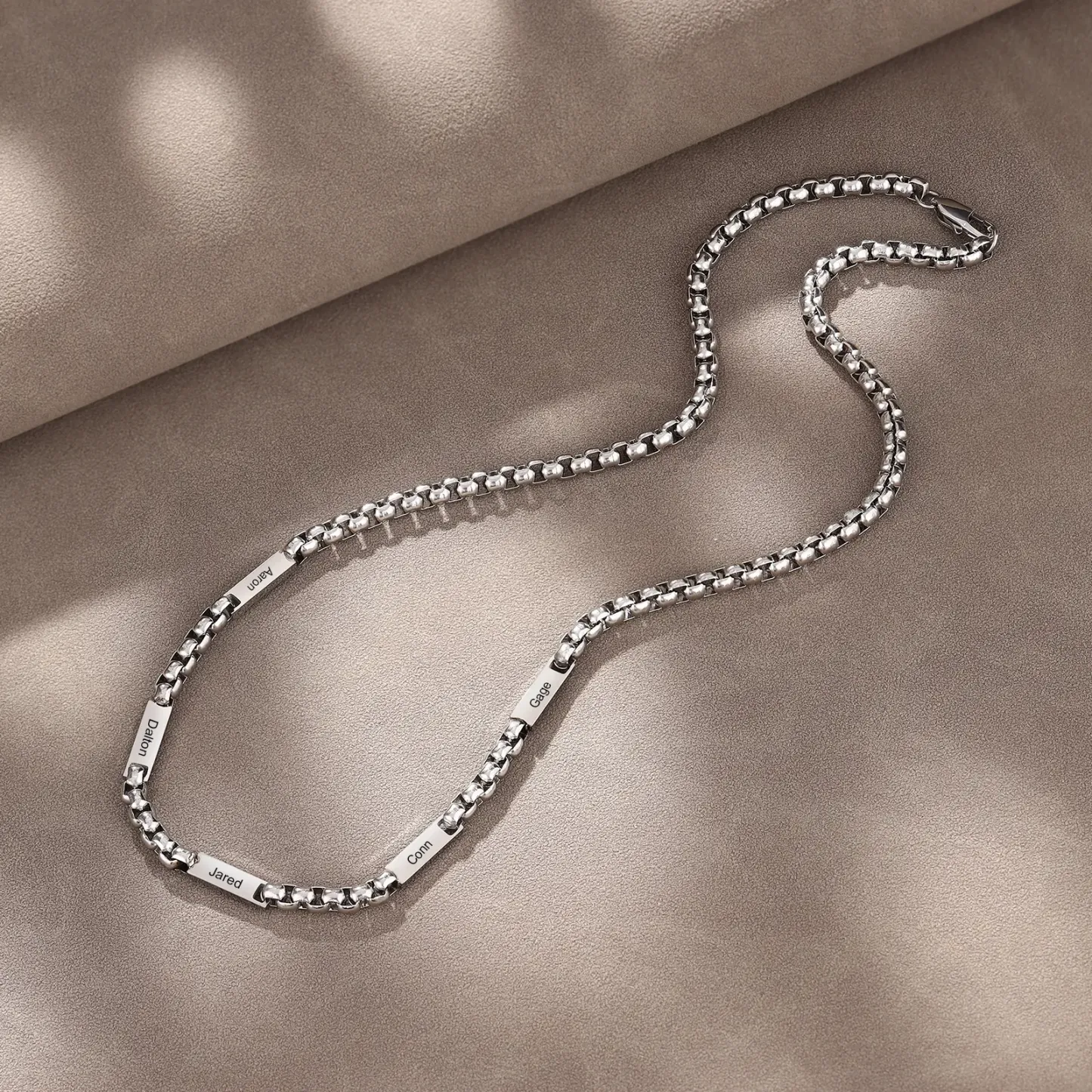 Personalized 5 Names Cuban Link Chain Necklace Stainless Steel Men Necklace