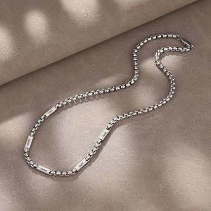 Personalized 5 Names Cuban Link Chain Necklace Stainless Steel Men Necklace