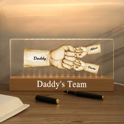 3 Names -  Personalised Name & Text Acrylic Night Light Custom Fist Bump LED Lamp Fathers Day Gifts-Jessemade AU