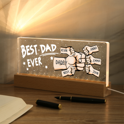 Best Dad Ever - Personalised 6 Names Acrylic Night Light Custom Fist Bump LED Lamp Fathers Day Gifts-Jessemade AU