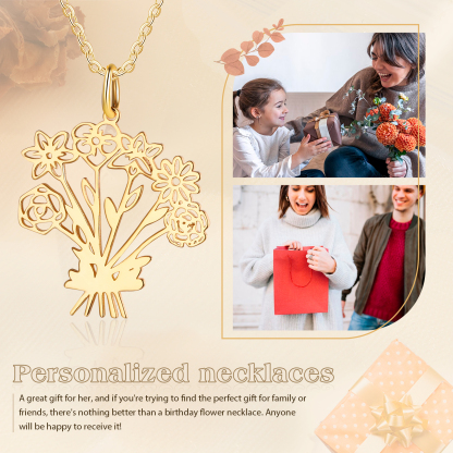 Personalised 6 Birthday Flowers Necklace Custom Pendant Necklace Gold Birthday Gift for Her-Jessemade AU