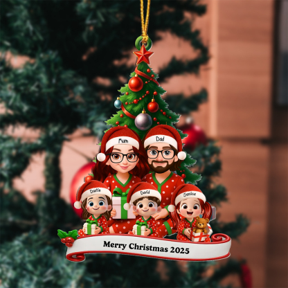 Personalised Christmas Tree Decoration, Family Pyjama Style