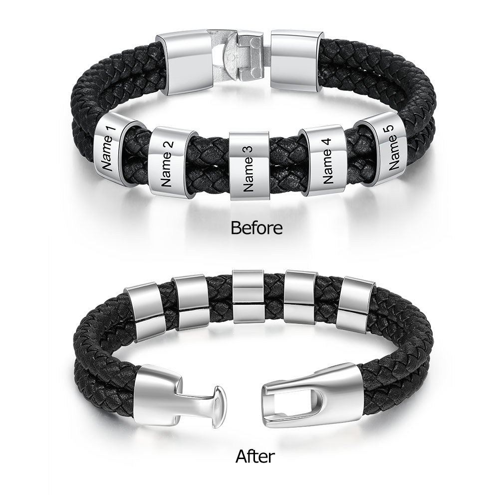 Personalised 1 Photo & 1 Letter & 6 Names Gift Set Custom Wallet & Bracelet Gift Box Set Christmas Gifts