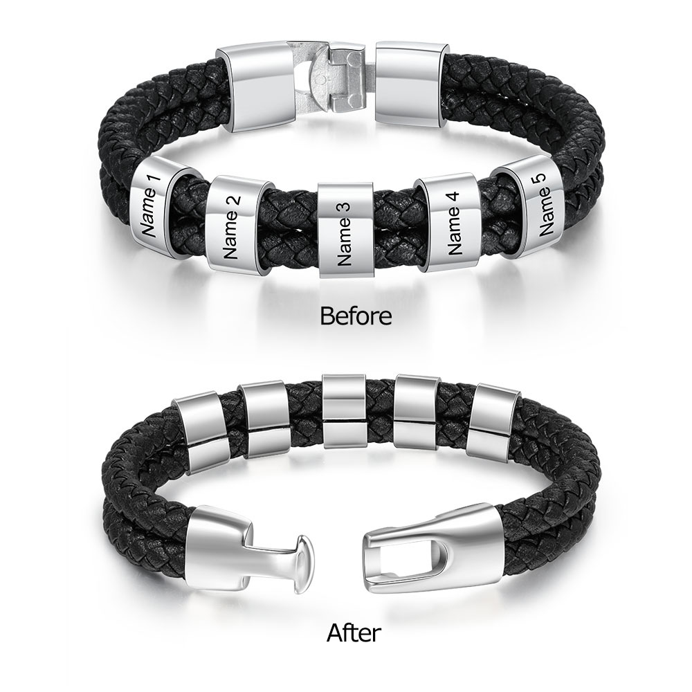 Personalised 1 Photo & 1 Letter & 6 Names Gift Set Custom Wallet & Bracelet Gift Box Set Christmas Gifts