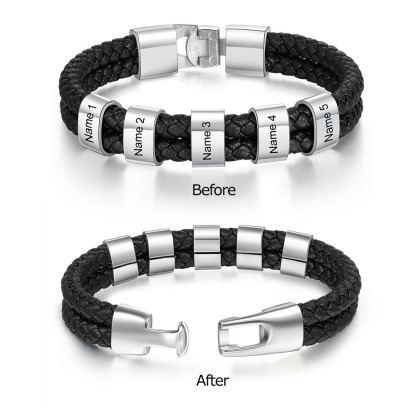 Personalised 1 Photo & 1 Letter & 6 Names Gift Set Custom Wallet & Bracelet Gift Box Set Christmas Gifts