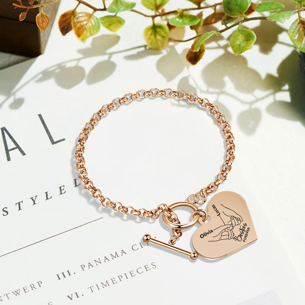 Personalised Pinky Promise Besties Forever Bracelet Custom 2 Names Gift Set for Friends-Jessemade AU