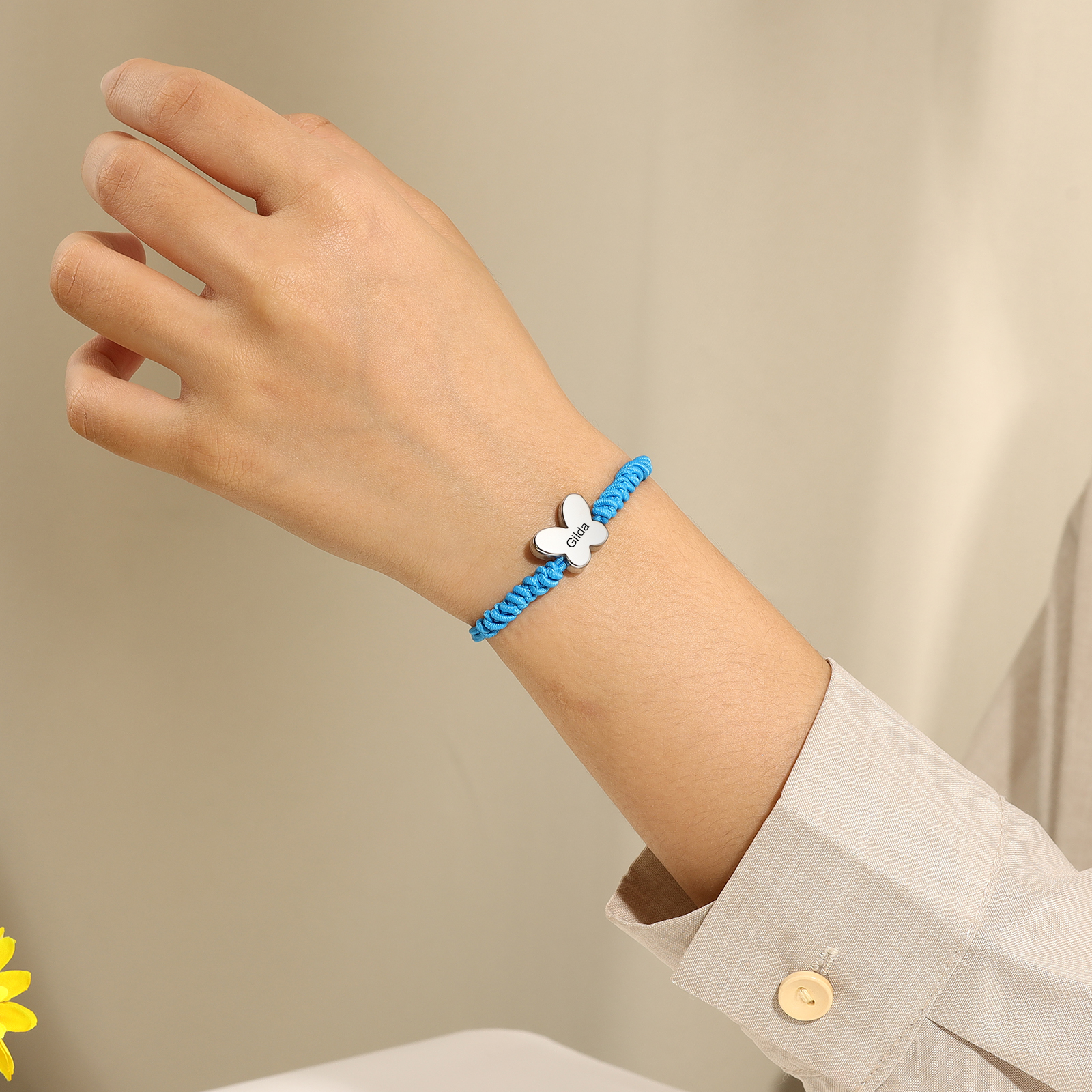 2 Pcs Butterfly Bracelet Set Custom 2 Names Adjustable Bracelets Back to School Gift for Daughter Granddaughter-Jessemade AU