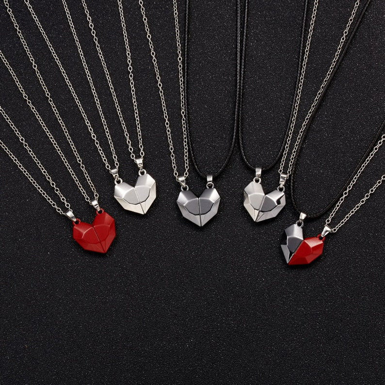 Two Souls One Heart Necklace Set Heart Matching Magnetic necklace for Couple
