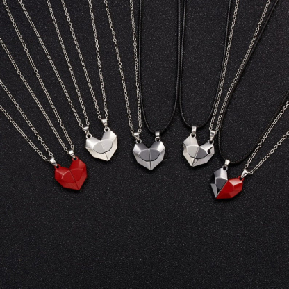 Two Souls One Heart Necklace Set Heart Matching Magnetic necklace for Couple