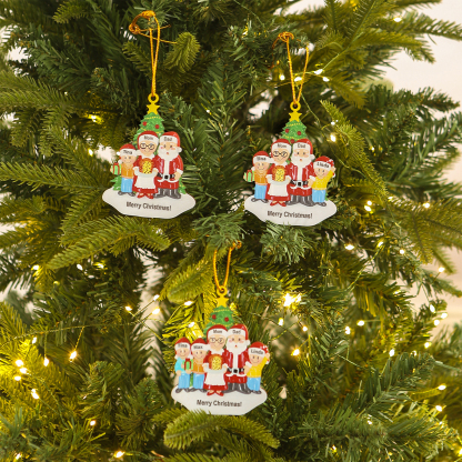 Grandparents Grandchildren Personalised Christmas Ornament with Custom 4 Names Family Wooden Ornament-Jessemade AU