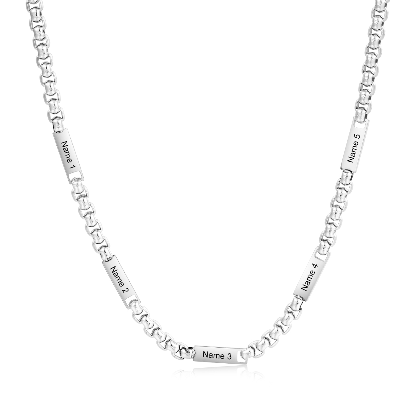 Personalized 5 Names Cuban Link Chain Necklace Stainless Steel Men Necklace