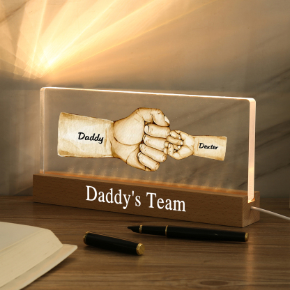 2 Names -  Personalised Name & Text Acrylic Night Light Custom Fist Bump LED Lamp Fathers Day Gifts-Jessemade AU