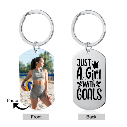 Personalised Photo Keychain Custom Stainless Steel Keychain Gift for Her - Just A Girl With Goals-Jessemade AU