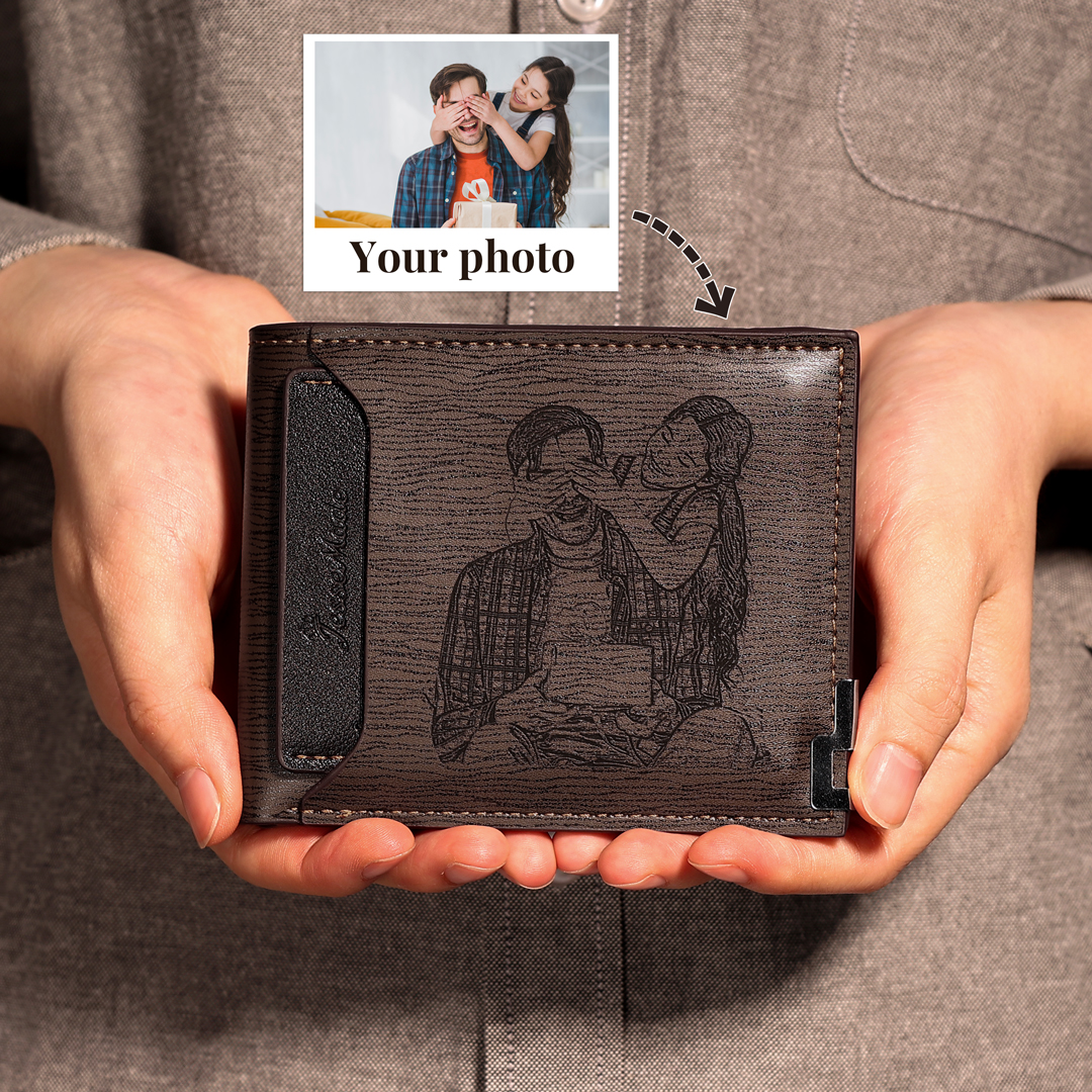 Personalised Men Wallet Custom Photo & Text Billfold Wallet Gift for Grandpa-Jessemade AU