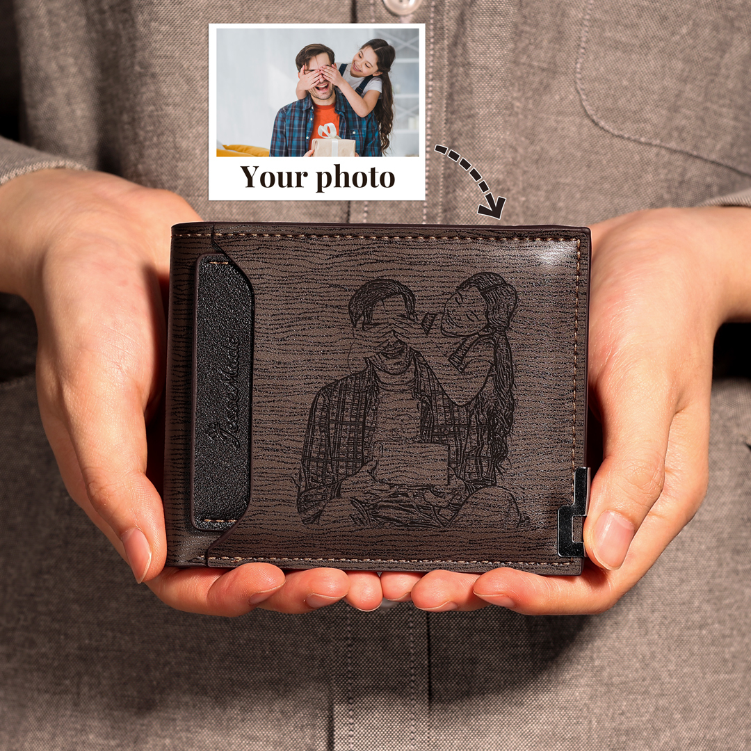 Personalised Men Wallet Custom Photo & Text Billfold Wallet Gift for Grandpa-Jessemade AU