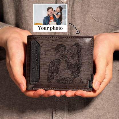 Personalised Men Wallet Custom Photo & Text Billfold Wallet Gift for Grandpa-Jessemade AU
