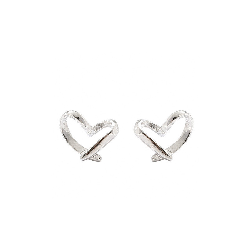 Women's Earrings Heart-Shaped Silver Earrings Birthday Gifts for Her-Jessemade AU