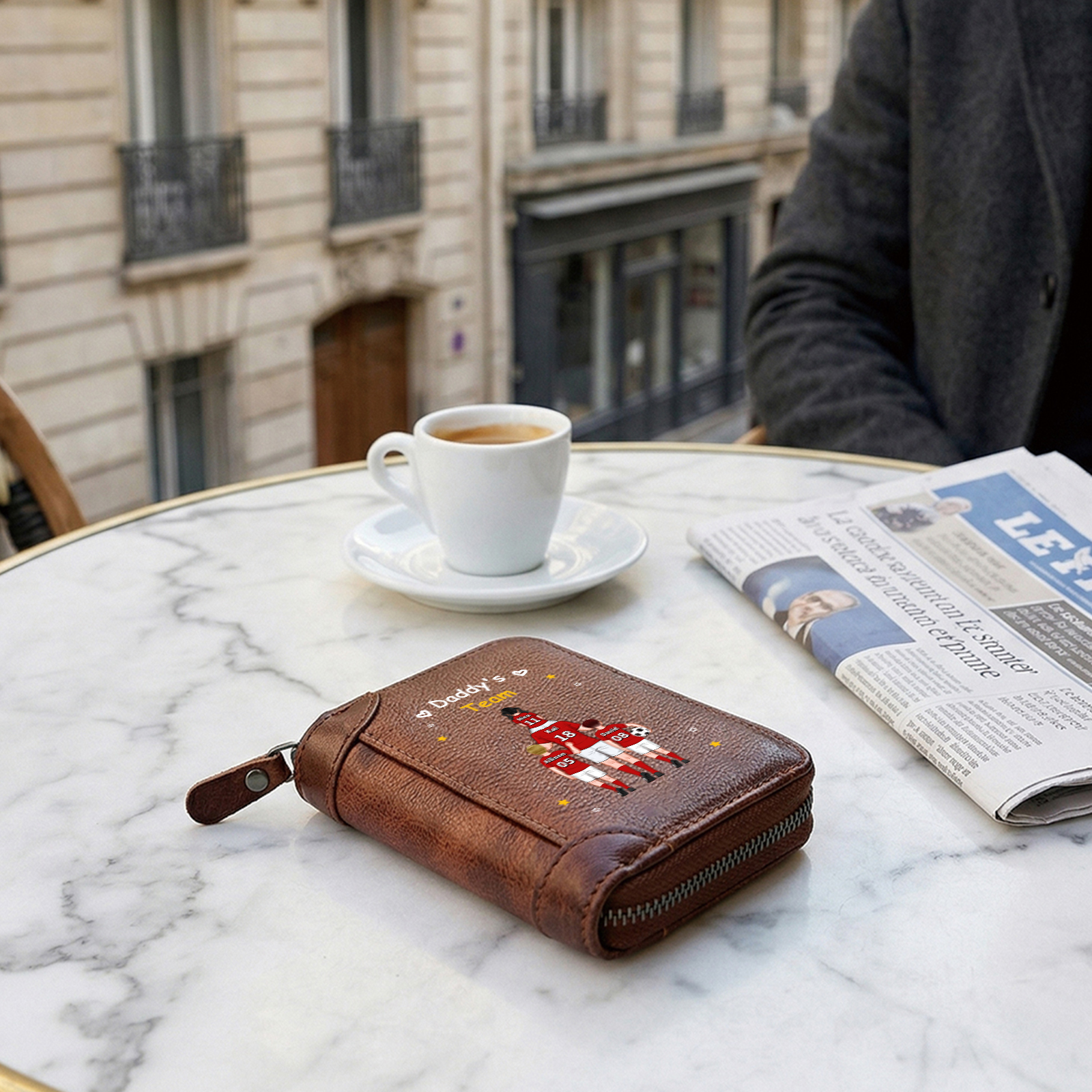 Personalised Genuine Leather Zip Card Holder Wallet with 2–6 Names for Dad