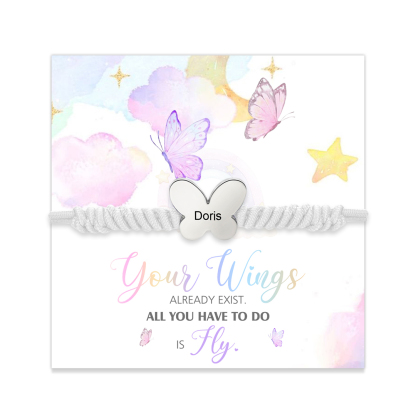 Butterfly Adjustable Bracelet Custom Name Bracelet Gift for Daughter Granddaughter - Your Wings Always Exist, All You Have To Do Is Fly-Jessemade AU