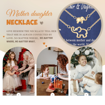Mother Daughter Elephant Necklaces Set Matching Necklaces Birthday Gift for Women Girls