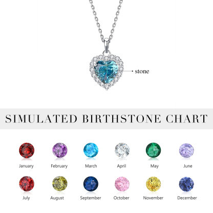 Personalized 925 Silver Heart Pendant Custom Birthstone Necklace Birthday Gifts For Her-Jessemade AU