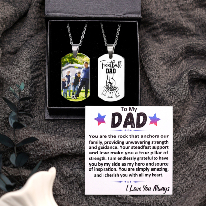 Personalised Football Dad Photo Necklace – Custom Fist Bump Pendant with 3 Kids' Names | Jessemade