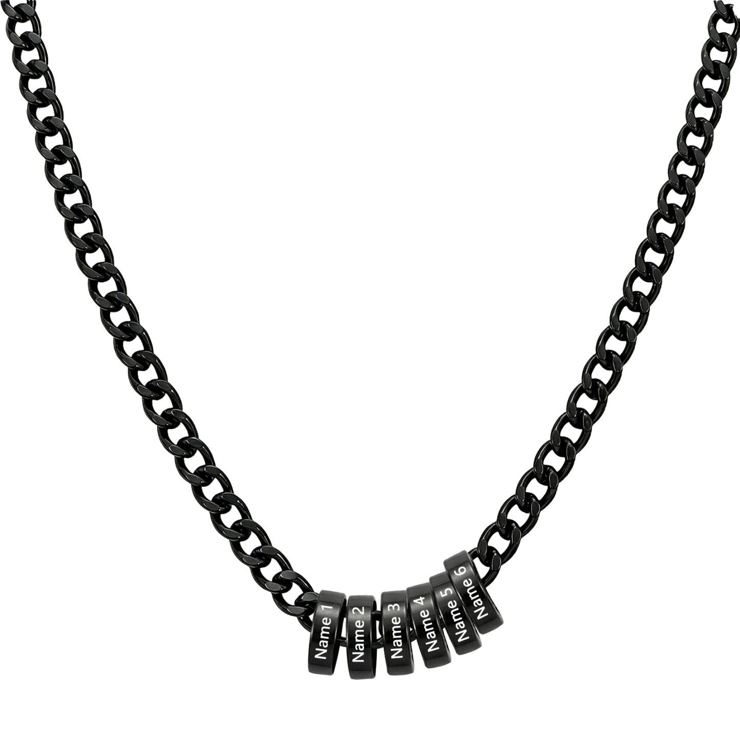 Personalised Stainless Steel Men’s Necklace Customised with 2–6 Name Beads for Men, Dad or Husband