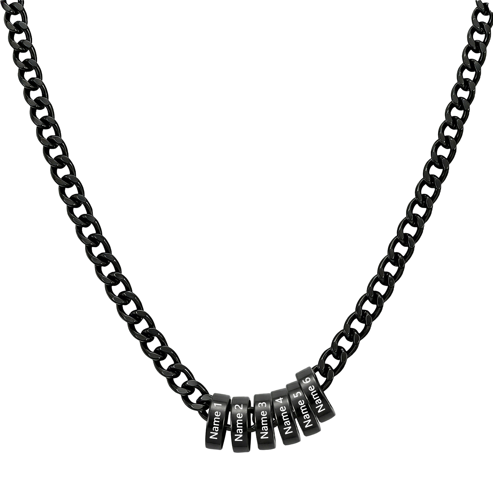 Personalised Stainless Steel Men’s Necklace Customised with 2–6 Name Beads for Men, Dad or Husband