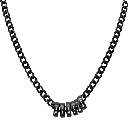 Personalised Stainless Steel Men’s Necklace Customised with 2–6 Name Beads for Men, Dad or Husband
