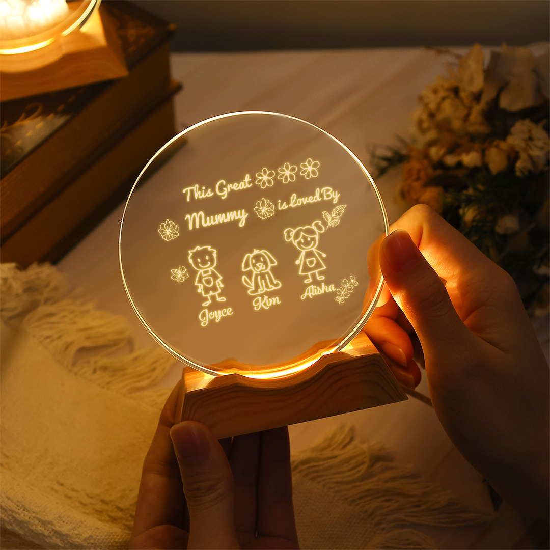 Personalised Crystal LED Night Light, customised with 1 to 6 children’s names