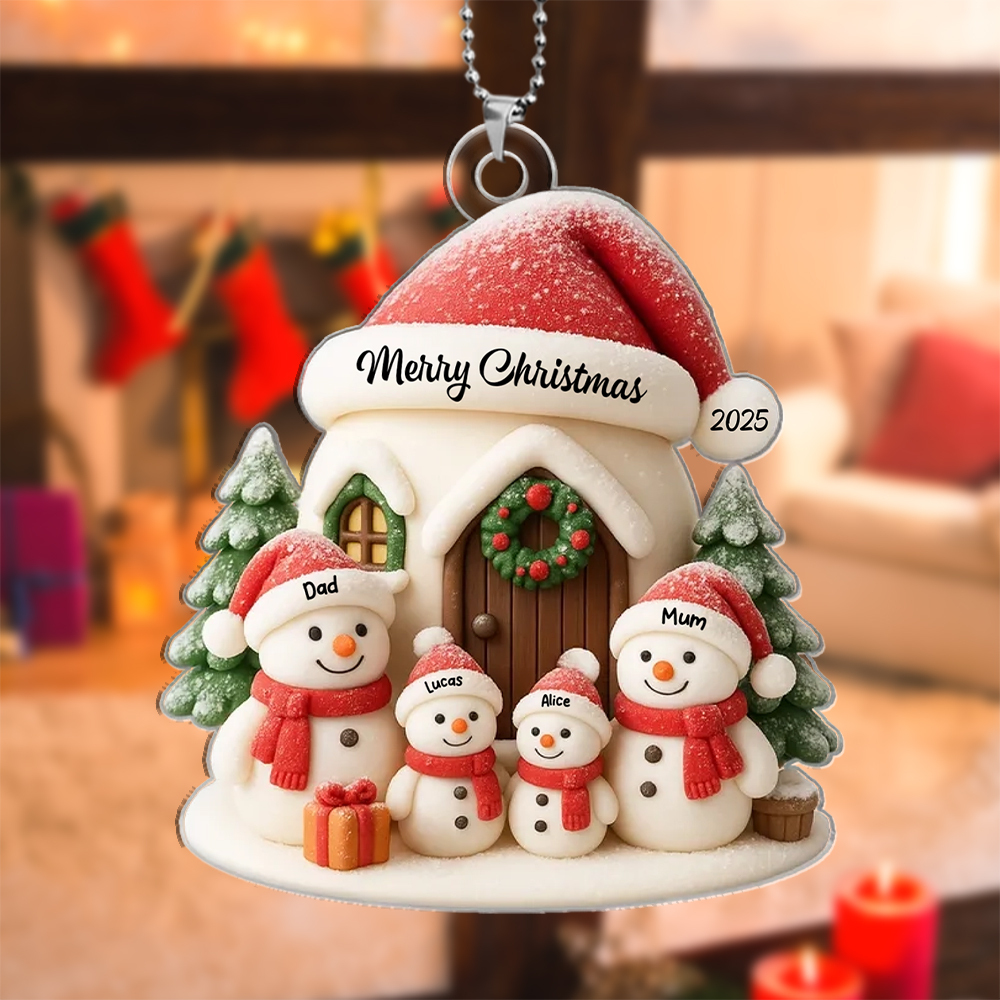 Personalised Christmas Tree Decoration Snowman Family