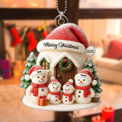 Personalised Christmas Tree Decoration Snowman Family