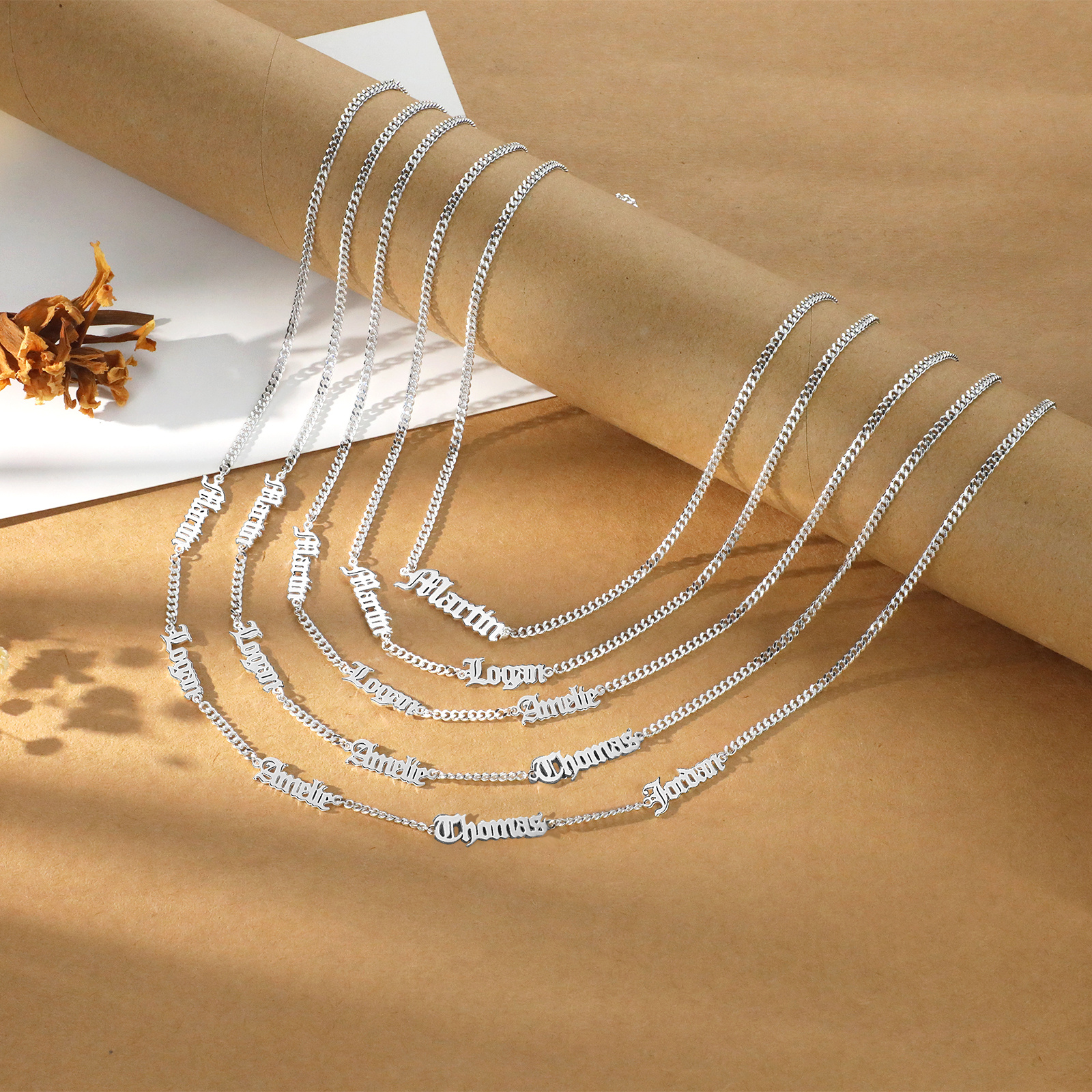 Customisable Gothic Name Necklace, 1-5 Names