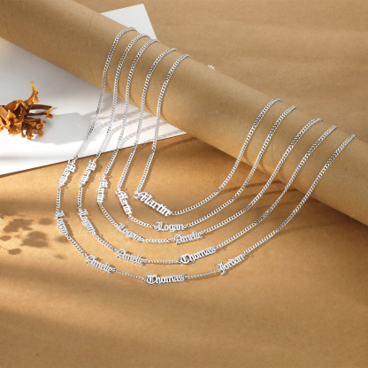 Customisable Gothic Name Necklace, 1-5 Names