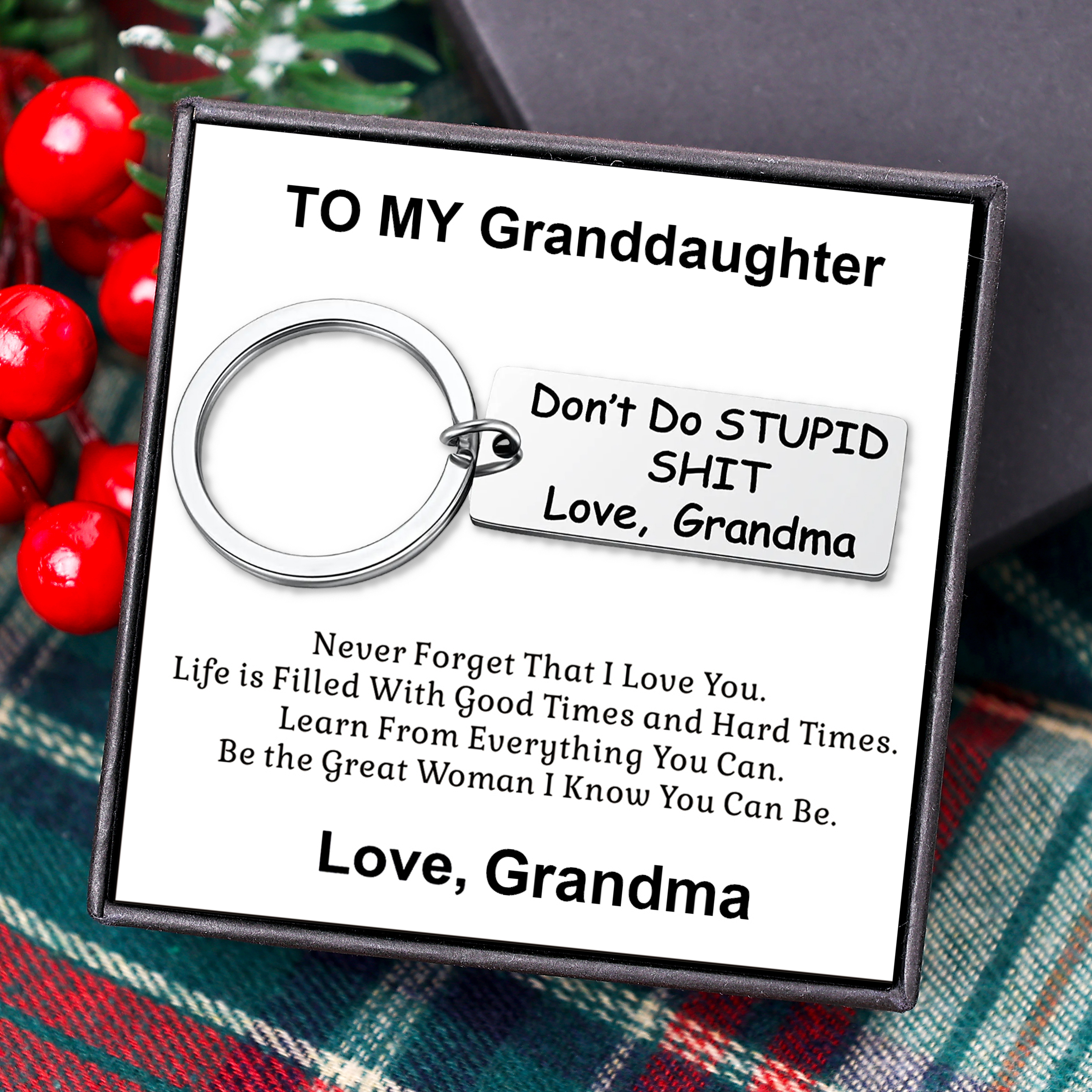 Don't Do Stupid Keychain From Grandma Grandpa Keychain Funny Gifts Set for Kids-Jessemade AU