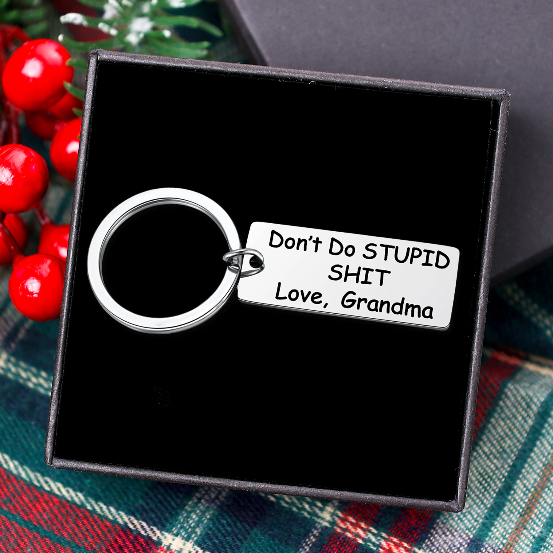 Don't Do Stupid Keychain From Grandma Grandpa Keychain Funny Gifts Set for Kids-Jessemade AU