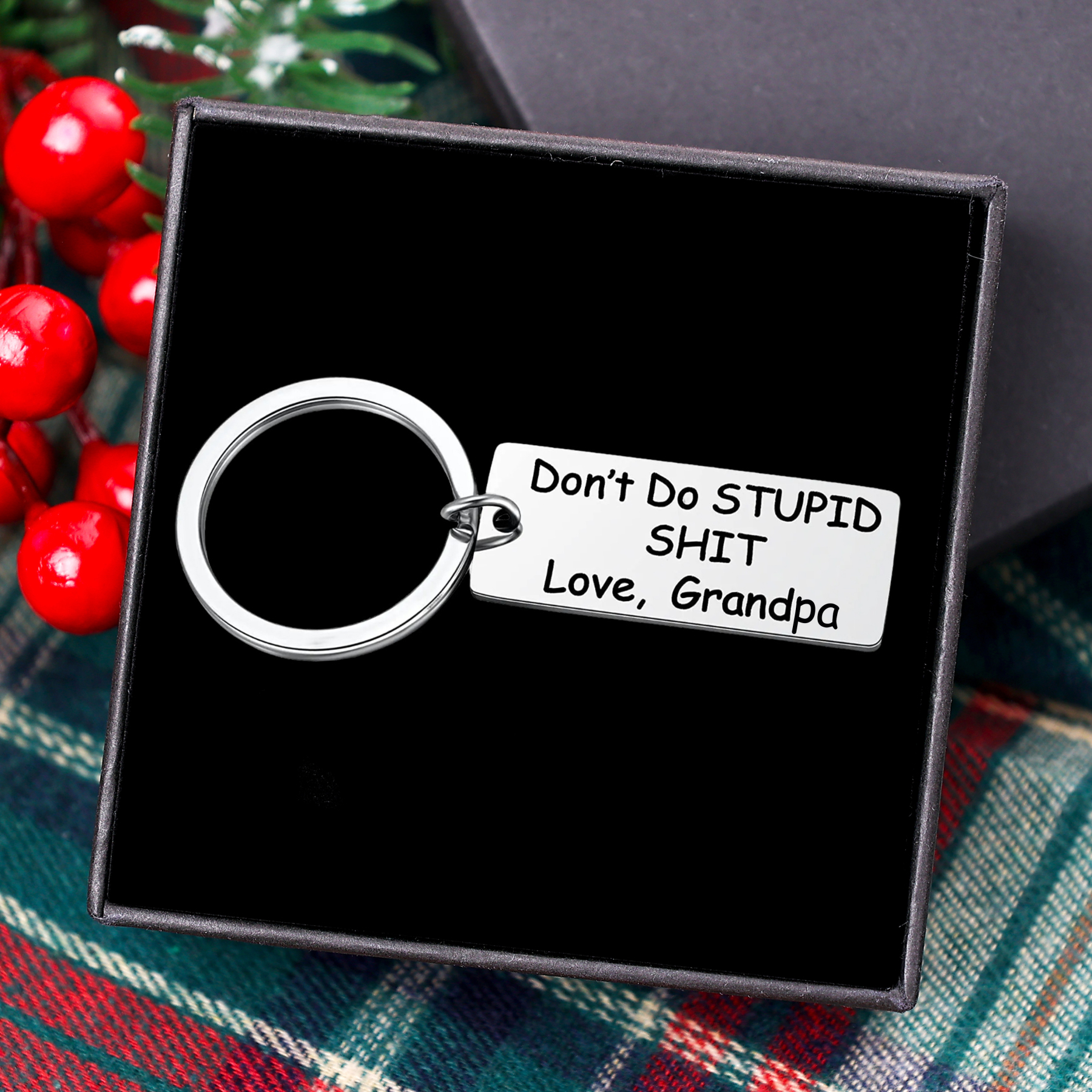 Don't Do Stupid Keychain From Grandma Grandpa Keychain Funny Gifts Set for Kids-Jessemade AU