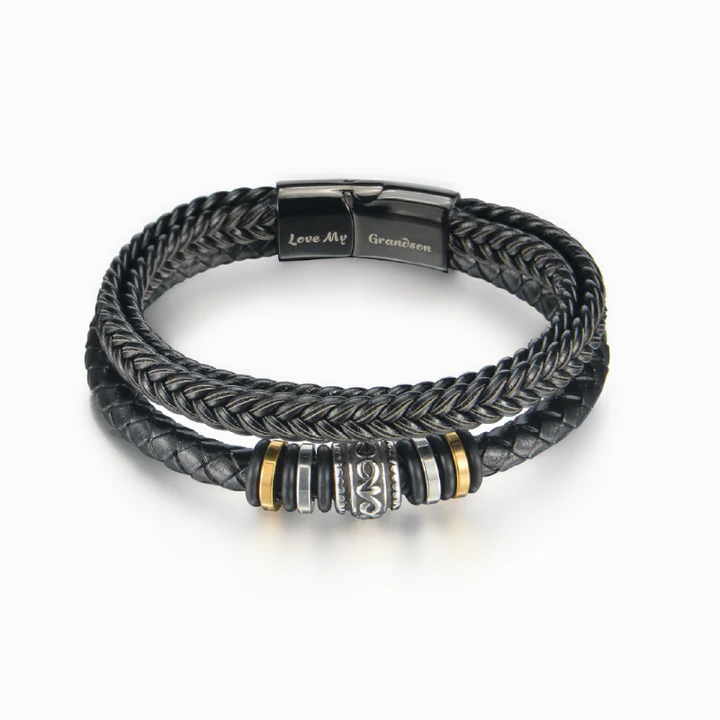 To My Grandson Braided Leather Bracelet "I Can Promise To Love You"Inspirational Gifts For Grandson