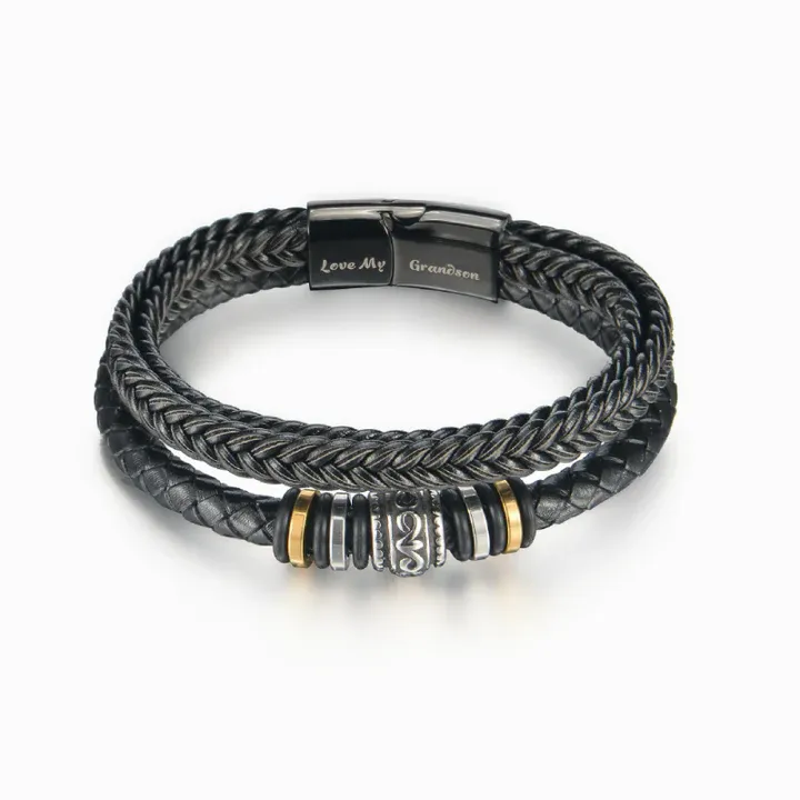 To My Grandson Braided Leather Bracelet "I Can Promise To Love You"Inspirational Gifts For Grandson