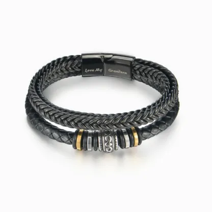 To My Grandson Braided Leather Bracelet "I Can Promise To Love You"Inspirational Gifts For Grandson
